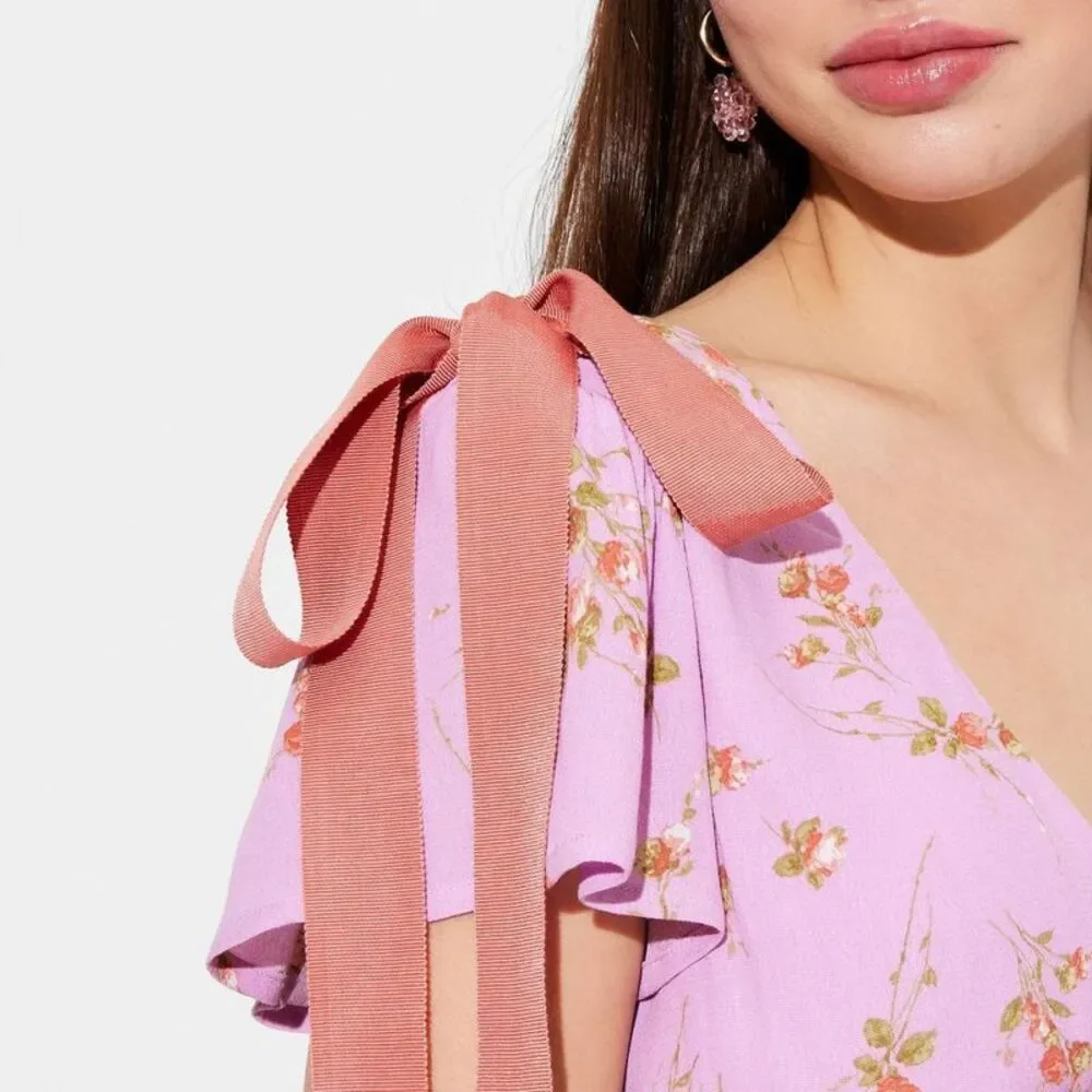 wild fable Pink Floral Strapless Dress with Coral Tie Straps - Picture 4 of 4